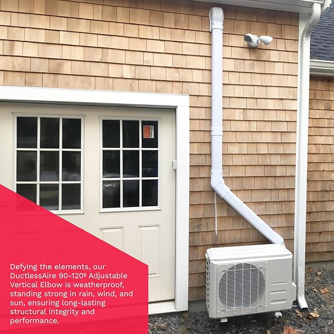 DuctlessAire Mini Split Line Set Cover - Lineset Covers for Mini Split Condenser, Central Air Systems, HVAC, Heat Pumps and More - AC Unit Cord Protector - Air Conditioner Accessories (4" Corner Cap)