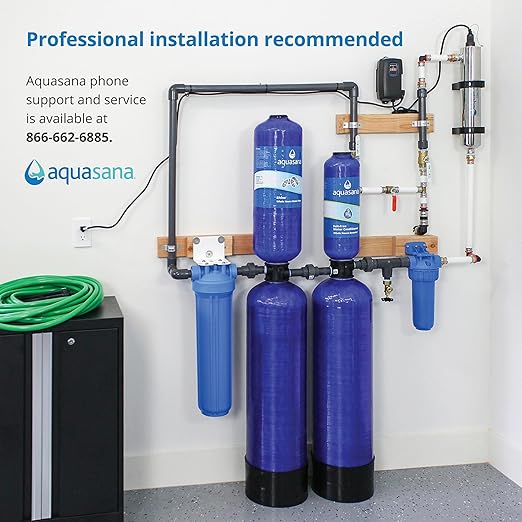 Aquasana Whole House Water Filter System | 1,000,000 Gallons | Salt-Free Softener Alternative | UV, Carbon & KDF | Tackles up to 99.99% Chlorine, Bacteria, Viruses, Cysts & Scale | EQ-1000-AST-UV