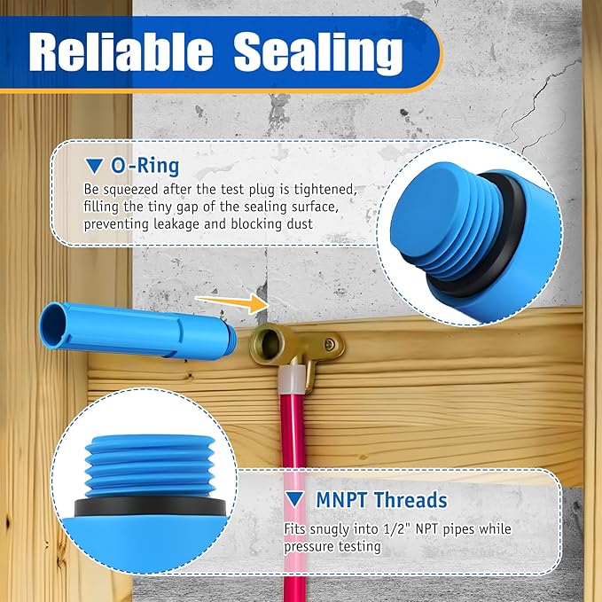 Feekoon 1/2 Inch MNPT Bathroom Shower Test Plug, Reusable Pressure Testing Plug for Shower and Tub Installations, Easy to Install(12 Pack)