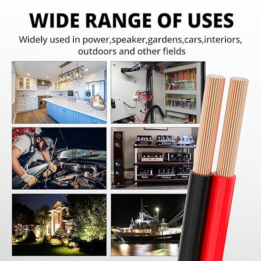 NAOEVO 14 Gauge Wire 300FT, 2 Conductors Electrical Wire Red Black Cable, Flexible/Low Voltage/PVC 14 AWG Copper Clad Aluminum Extension Cord for Speaker, LED Strips, Automotive 12V/24V DC