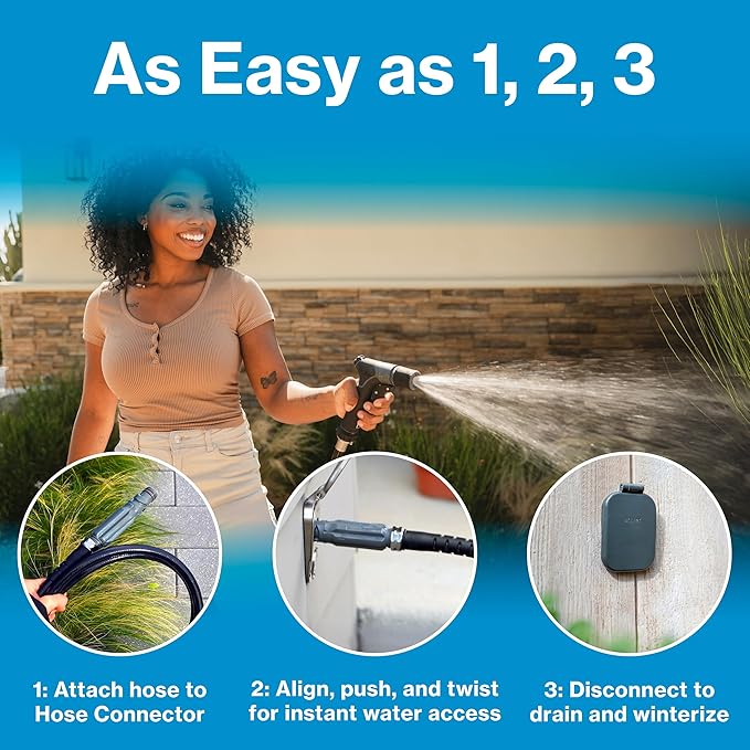 Aquor House Hydrant V2+ Frost Free Outdoor Faucet, Anti Siphon Valve with Quick Connect, Frost Proof Flush Wall Hose Bib, 2 inch Stem, 4-1/2 inch Install Depth, Slate Gray