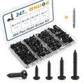 247Pcs Pan Head Wood Screws Assortment Kit, #6#8 Black Oxide Stainless Steel 304 Self Tapping Screws Set, Phillips Drive, Sheet Metal Screws