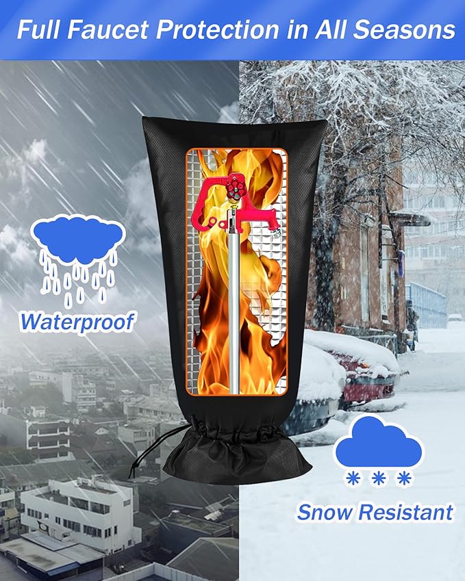 Outdoor Faucet Covers for Winter Freeze Protection, POROLIR Large 35" H X 15" W Thicker Insulation Long Faucet Sock for Outdoor Faucets & Yard Hydrant Hose Bib Insulated Spigot Covers Graphite