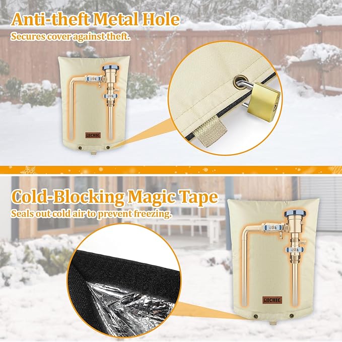 Backflow Preventer Cover (5°F) Heavy-Duty 5-Layer Insulated Enclosure, Freeze & All-Weather Protection for Outdoor Pipe, Irrigation Sprinkler Valve, Well Water Pump & PVB, 18" Wx34 H Beige