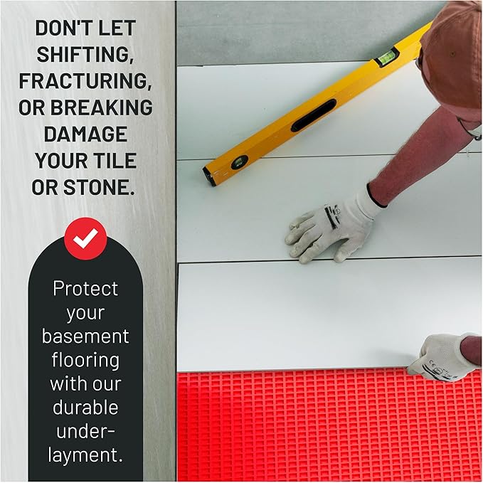 Uncoupling Membrane for Tile – 500 Sq Ft (3.3 x 151.5 ft) Waterproof Anti-Fracture Underlayment for Shower Floor, Bathroom Tile, Stone & Concrete