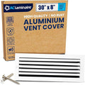 30x8 Inch (Duct Opening) Aluminum 1-Way Air Flow Vent – HVAC Vent Cover for Wall or Ceiling – Quiet HVAC Wall Register with Multi-Shutter Damper – Adjustable Curved Blade - Plastic Seal for Tight Fit