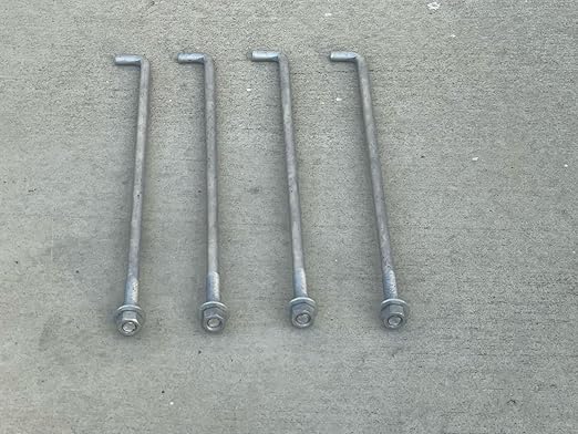 Sandbaggy 1/2" x 18" Threaded Concrete Anchor L-Bolts (Nuts & Washers Included) - Hot Dipped Galvanized - Sill Plate, Base Plate, Masonry, Wood, Cement Anchors, J Bolt (20, 1/2" x 18")