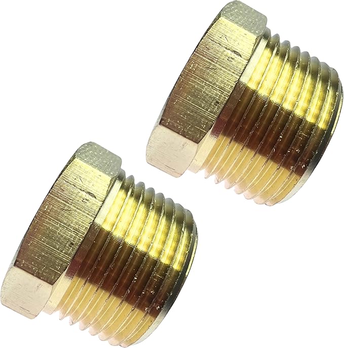 2pcs 3/4" NPT Male x 3/8" NPT Female Brass Reducer Hex Bushing Threaded Fitting Adapter by CX WONDERLAND