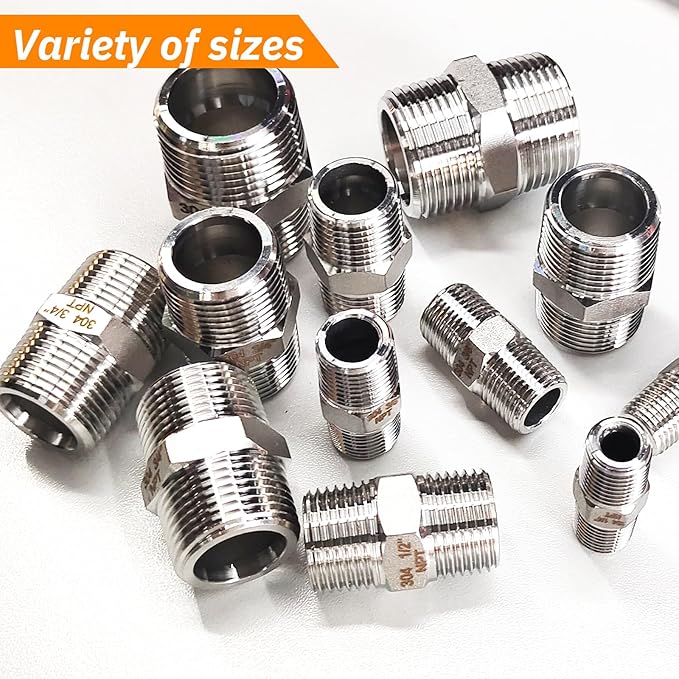 4PCS Hex Stainless Steel Nipple 1"NPT Male X 1" NPT Male Pipe Fitting 1 inch Stainless Steel Pipe Nipples Male Pipe Adapter Fittings Heavy Equal Nipples Connectors