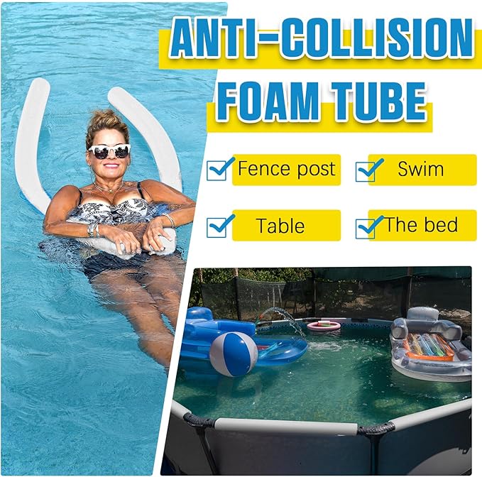 Hanaive White 6 Pcs 40 x 3. 5 x 1 Inch Jumbo Pool Noodles Pipe Insulation Foam Tube Pre Slit Clamp Foam Noodles for Padding Large Tube for Swimming Floating Craft Projects Padding Bumper