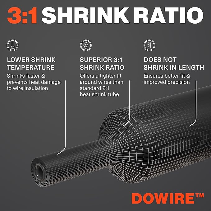 Heat Shrink Tubing 1/4" - Adhesive Lined - 3:1 Ratio - Waterproof Marine Grade Shrink Tube - Wire Shrink Wrap Tubing - Red - 25 Feet