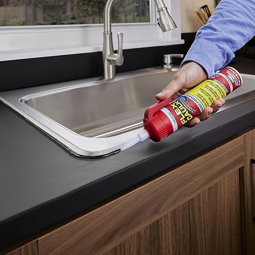 Flex Caulk, Waterproof & Weatherproof Hybrid Polymer Sealant, Strong, Paintable, Indoor, Outdoor, Bath, Shower, Sink, Window, Baseboards, Door, RV, Roof, Wood, Auto & Marine, Clear, 6.6 oz, 1-Pack