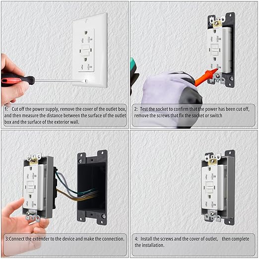 Electrical Box Extender for Home Improvement,Blue Electrical Box Extension for Electrical Outlet Box,6 Pack Outlet Box Extender with Screws