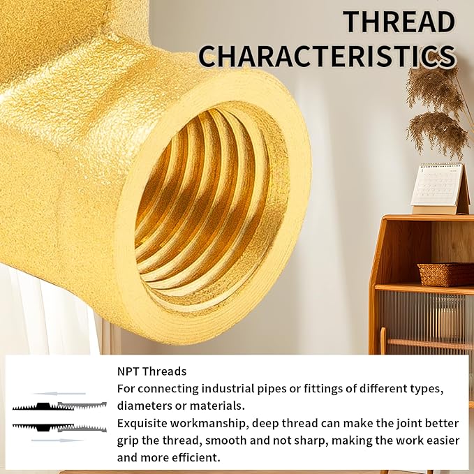 ChillWaves Brass Pipe Fitting, 90 Degree Barstock Street Elbow 1/4" NPT Female x 1/4" NPT Female Thread Adapter(2-PACK)
