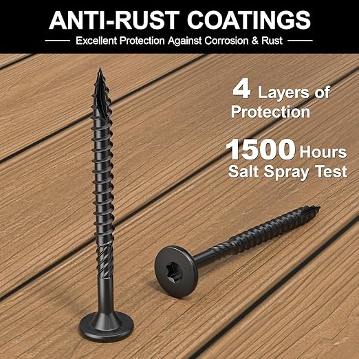 #14 Heavy-Duty Wood Screws, Star Drive Deck Screws, Rust Resistant Timber Screws for Timber/Log/Landscaping Wood (10 Inch,100Pcs,Black)