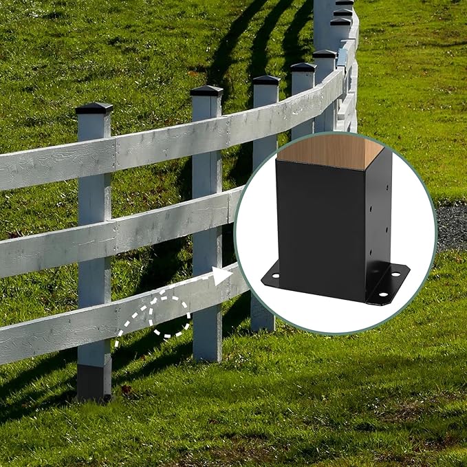 4x4 Post Base 2Pcs Wood Fence Post Bracket Anchor Base Brackets Deck Post Base for Pergola Railing Mailbox Deck (Inner Size 3.6x3.6)