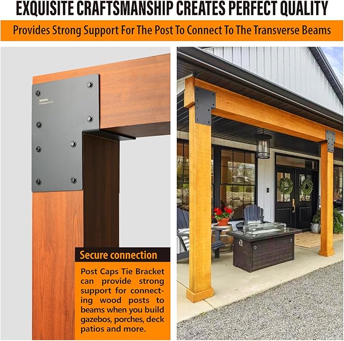 2 Pack Heavy Duty 8x8 (Actual 7.5"x7.5") Stainless Steel End Post Caps Tie Bracket , Fit Connecting Wood Gazebo, Deck Patio Post and Wood Beams Bracket (End Dark Ggray)