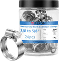 12PCS Heavy Duty Hose Clamps Stainless Steel 304, 3/8" Hose Clamp to 5/8" Hose Clamp (10-16mm) Adjustable Worm Gear Drive Small Hose Clamps, Reusable Pipe Clamp for Plumbing, Garden, Shipping