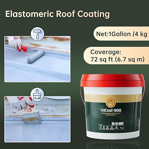 35 oz Gray Roof Sealant Waterproof, Elastomeric Roofing Coating Liquid Waterproofing Paint Adhesive, Solar Reflective Sealer for Outdoor Flat, Metal Roofs Leak Repair 1KG