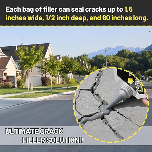 Concrete Crack Filler, 1.5LB High Elasticity Self Leveling Cement Crack Filler, Slab Concrete Waterproof Repair Sealant for Driveway, Walkway, Patio, Joint, Indoor and Outdoor - Grey (24.7oz)