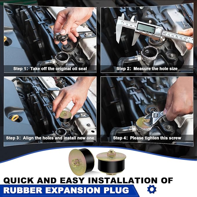 16PCS Expandable Freeze Rubber Plugs Kit, 8 Sizes Automotive Engine Rubber Expansion Freeze Plugs Fit Hole 3/4" 7/8" 1" 1-1/8" 1-1/4" 1-3/8" 1-1/2" 1-5/8"