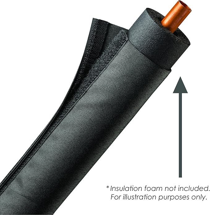 Electriduct 3 Inch HVAC Protective Sleeve Wrap Around Existing Foam Insulation UV Weather Resistant Outdoor Pipe Protection Cover for Heat Pump A/C Air Conditioning Copper Line Sets - 6 Feet