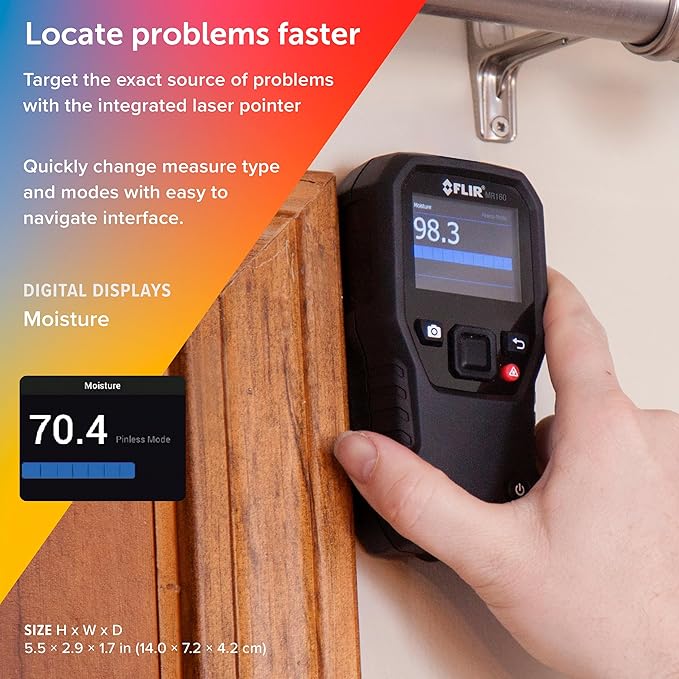 FLIR MR160 - Thermal Imaging Moisture Meter - with IGM (Infrared Guided Measurement), Pin and Pinless