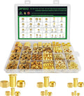 280pcs 1/2" 3/8" 5/16" 1/4" 3/16" 1/8" Brass Compression Sleeves Ferrules Inserts Nuts Fittings Assortment Kit, 6 Sizes Hose Repair Kit of Air Water Fuel Oil Gas Tube Lines