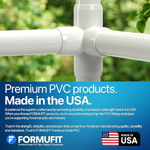 FORMUFIT 1-1/4” 4-Way Tee Furniture Grade PVC Fitting in White, Made in USA, UV-Resistant, Impact-Proof, 1.660” Actual Socket Diameter (Pack of 4) - F1144WT-WH-4