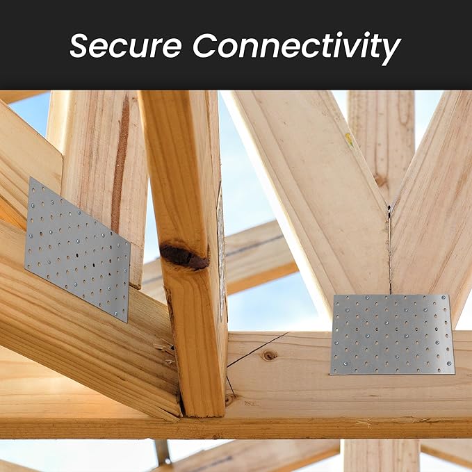 Repa Market 12-Pack 4.72 x 1.57 Inch Flat Brackets for Wood with Holes / Heavy Duty Steel Plate for Wood and Metal / Straight Flat Bracket Connector / Mounting Plate for Construction & DIY Projects
