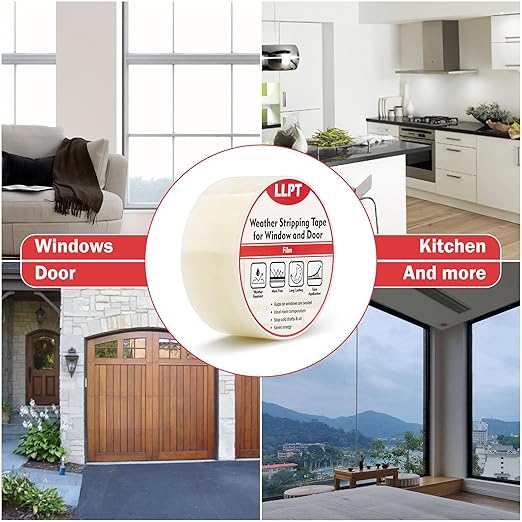 LLPT Transparent Weather Stripping Tape 2” x 108 Ft for Window and Door Ultra High Performance Weather Resistant Tape for Window Draft Insulation No Mess (WWT208)