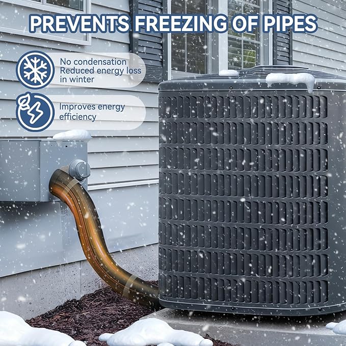 5-Layer HVAC Pipe Insulation Foam Tube 59"x10.6", Cut-to-Fit AC Line Insulation Cover for 1/4" 1/2" 3/4" 1" 1.75" 2" 3" Copper Pipe, Flexible Split Foam Wrap Sleeve for Mini Split & Central AC, Black