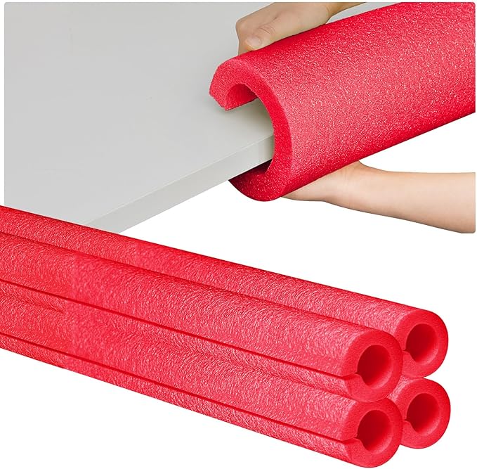 Hanaive 6 Pcs 40 x 4.1 Inch Jumbo Pool Noodles Pre Slit Clamp Foam Protection Insulation Tubes for Padding Large Foam Tube for Swimming Floating Craft Projects Padding Bumper(Red)