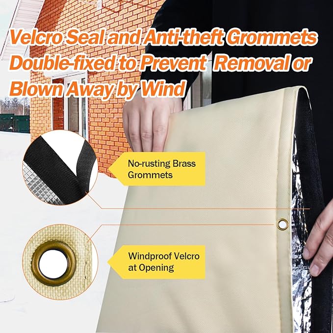 Backflow Preventer Pipe Insulation Cover (5°F) - Irrigation Sprinkler Valve Insulated Pouch - Water Well Pump Cover - Sturdy 5 Layers for Winter Freeze Protection, 10" W x 20" H, Beige
