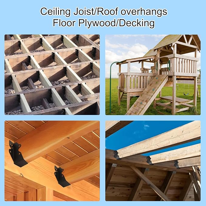 16 Pcs 2"x 4" Joist Hanger,Q235B Steel Face Mount Joist Hangers,Black Powder Coated Hurricane Ties for Rafter, Rafter Brackets for Floor, Deck and Ceiling Joists