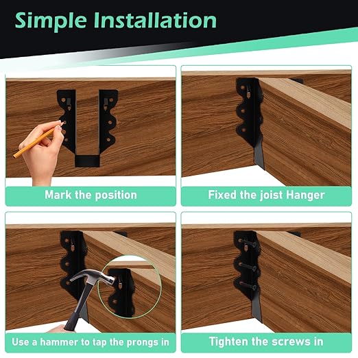48 Pcs 2"x 6" Joist Hanger,Q235B Steel Black Powder Coated Face Mount Joist Hangers ,Hurricane Ties for Rafters,Tie Brackets for Floor Deck and Ceiling Joists