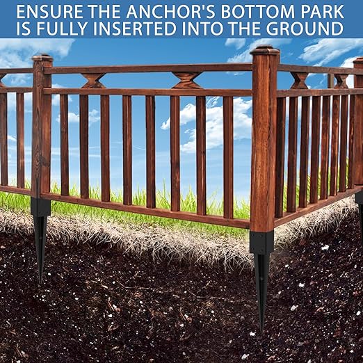 2 Pack 4x4 Fence Post Anchor Ground Spike – Heavy Duty 24" Metal Post Base (Fit 3.6"x3.6") Black Powder-Coated for Mailbox, Deck, Fence, Railing