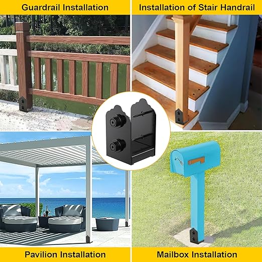 4x4 Post Base, 4Pcs Stainless Steel Adjustable Post Anchor Bracket (Internal 3.5 x 3.5), Adjustable Post Base for Pavilion Deck Porch Handrail Railing Support Decorative Anchor Plate