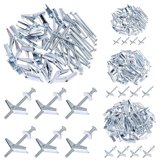 30 Sets 1/8" Toggle Bolts and Wing Nuts, Metal Toggle Bolts Round Head Toggle Wing Nut Bolt Set Butterfly Toggle Anchors for Hanging Heavy Items on Drywall