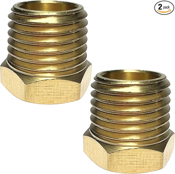 2pcs 1/4" NPT Male x 1/8" NPT Female Brass Reducer Hex Bushing Threaded Fitting Adapter by CX WONDERLAND