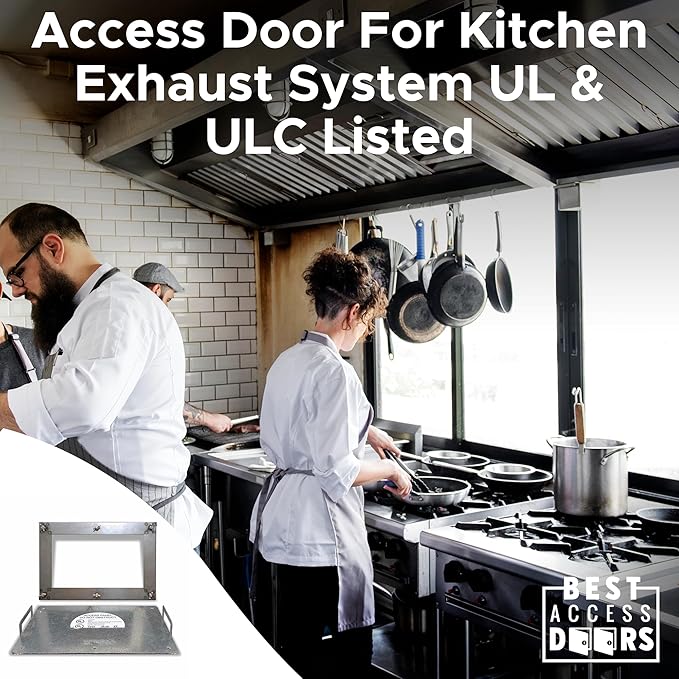 Best 16″ x 20″ Grease Duct Access Panel with Gasket for Kitchen Exhausts, 16-Gauge Galvanized Steel Kitchen Duct Access Door, Grease & Airtight Seal, UL & ULC Listed, Economical Access, BA-GDD