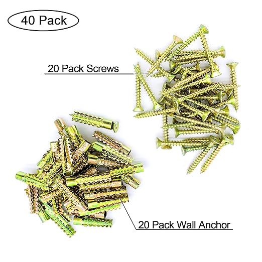 20 Pack Heavy Duty Hollow Wall Anchors with Screws, Loose Hinge Hole Repair Kits, Ideal for Concrete Wall, Hollow-Wall, Wooden Wall and Hinge Hole Repair (6x32mm)