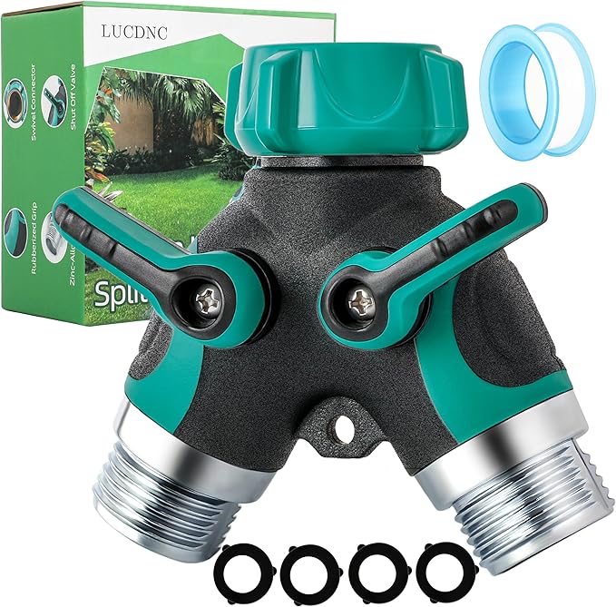 Garden Hose Splitter 2 Way 3/4 Inch Faucet Y Connector With Shut Off Valve,Garden Supplies Water Hose Splitter Adapter For Indoor Outdoor Faucets