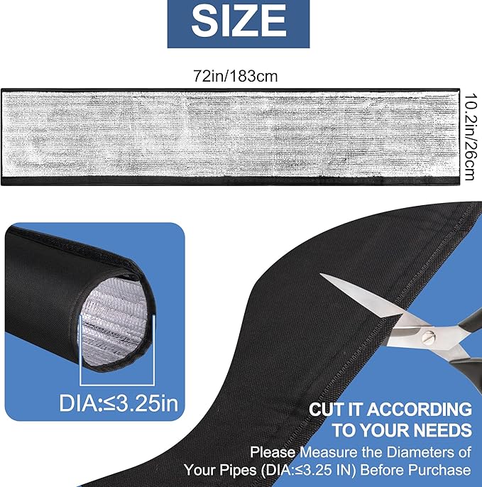 HVAC Copper Pipe Insulation Cover, 72''x10.2'' Outdoor Mini Split AC Heating System Line Foam Tube Protector Sleeve, Flexible Insulation Wrap for Central Air Conditioner and Heat Pump, Black 2PCS
