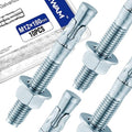 10Pcs 1/2" × 7" Concrete Anchor Bolts, Zinc Plated Carbon Steel Wedge Anchors for Cement, Brick, and Masonry