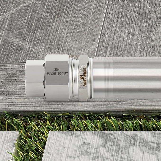 TAISHER 2PCS 304 Stainless Steel Garden Hose Adapter, 3/4" GHT Female x 1/2" NPT Female Garden Hose Connector with Washers