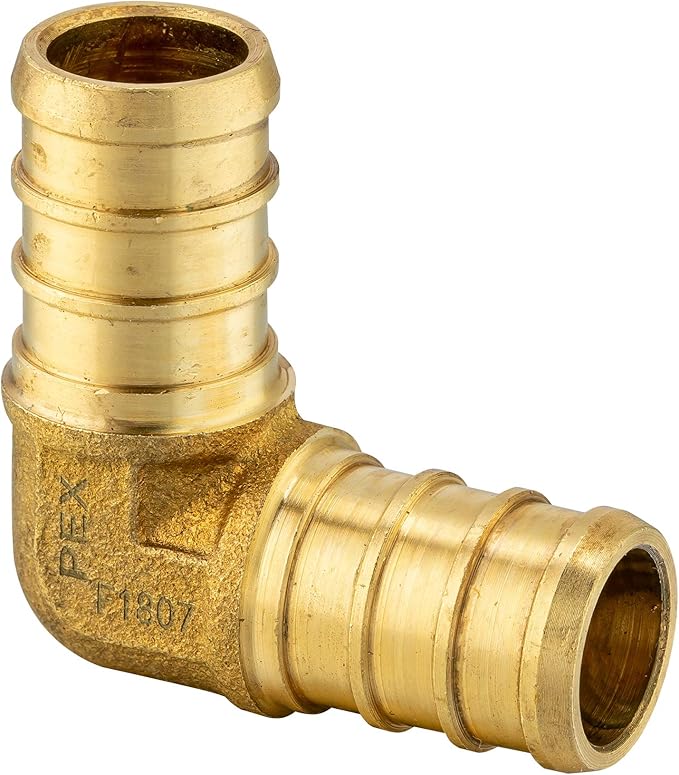 45-Pack EFIELD 1/2" Barb Pex Brass Crimp Fittings 15 Pieces each: Tee, Elbow and Coupling For Pex Tubing Connection, ASTM F1807, (1/2-inch),(PEX1807186)