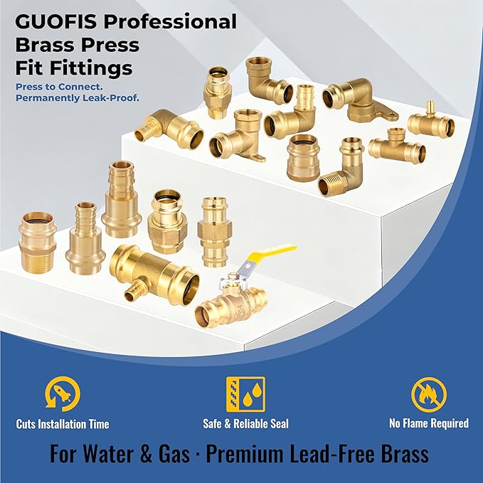 3/4-Inch Copper Press X Press Ball Valve for Copper Tubing,Brass Full Port Water Stop Shut Off Ball Valve,1/4 Turn with EPDM O-ring(Pack of 50)(VALVE243-50Pack)