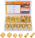 140PCS 1/4 Inch Compression Fittings Assortment kit- 60 Brass Compression Sleeve Ferrule, 60 Brass Insert & 20 Nuts - Used to Connect Lines for air,Water,Fuel,Oil and inert Gases