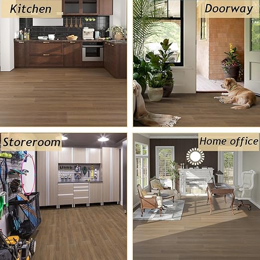 Freshtour Vinyl Flooring Roll, Versatile Removable PET Leather-Like Floor Covering, Waterproof & Durable, Easy Tape Installation, Cost-Effective for Any Room, Nature Oak/ 53.82 Sq.ft (39.3" x 197")